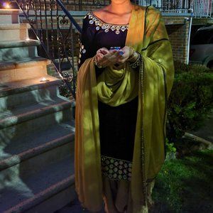 Pure Velvet Patiala Salwaar Suit with mirror work